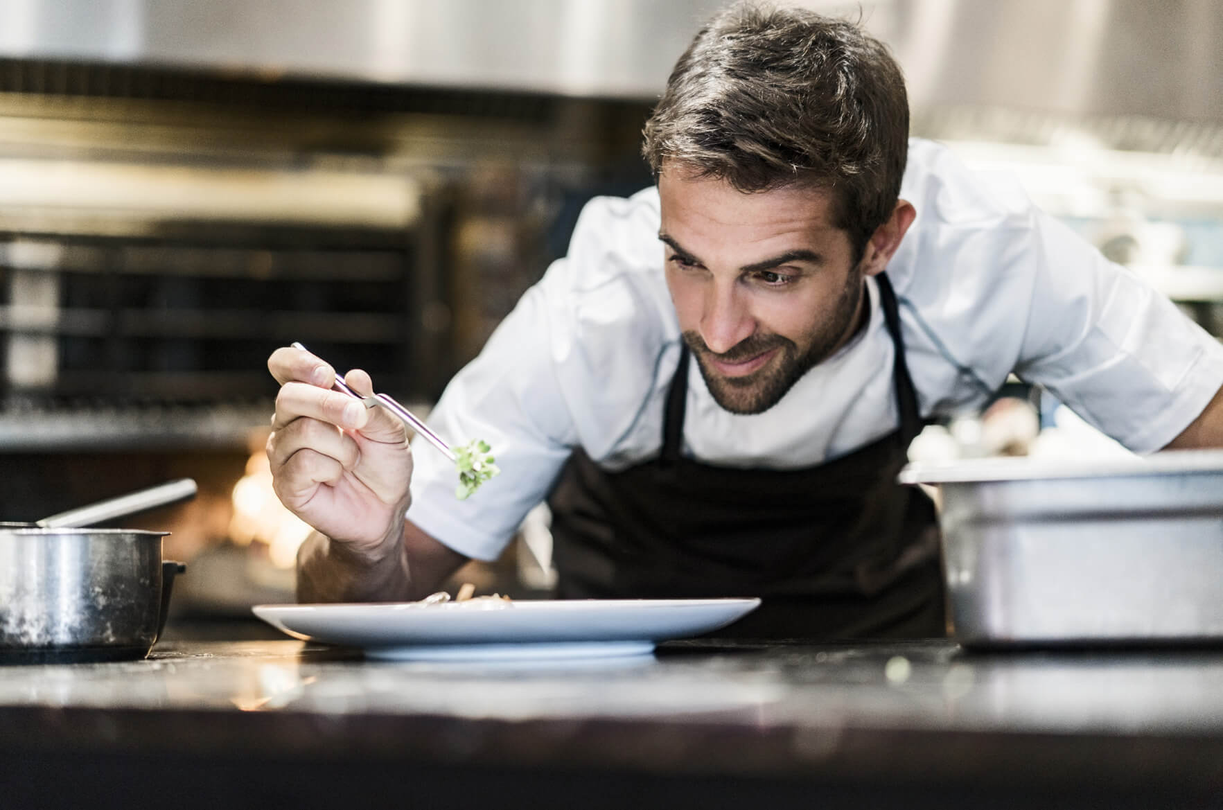 Chef Garnishing Food